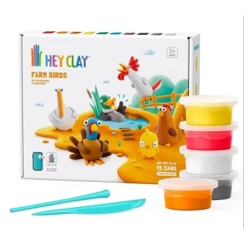 Kolorowa masa plastyczna Hey Clay oraz figurki ptaków do samodzielnego lepienia