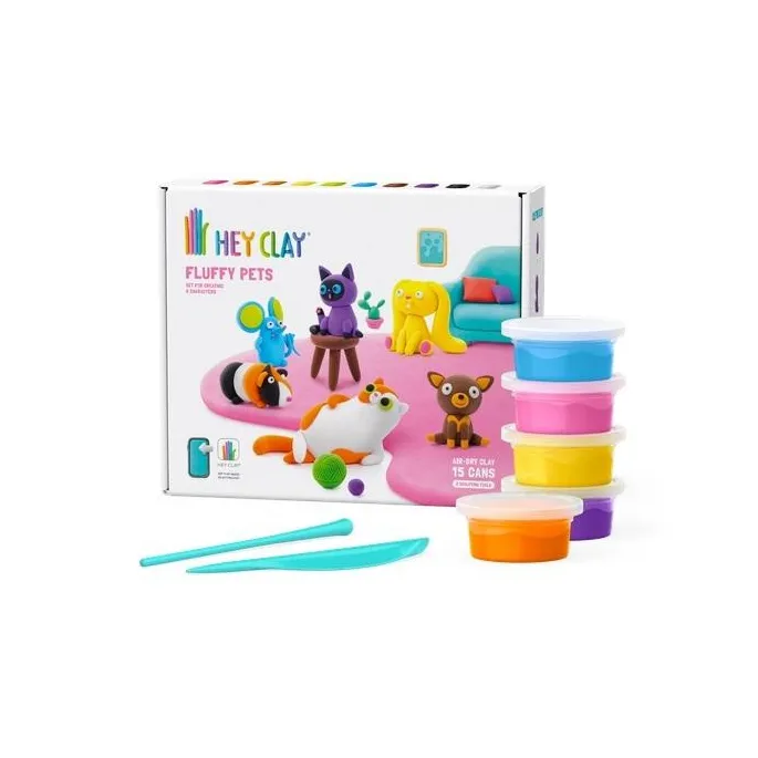 Zestaw Hey Clay do modelowania puchatych zwierzaków i akcesoriów dla dzieci
