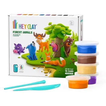 Hey Clay Zwierzęta leśne z akcesoriami – zestaw kolorowej masy do modelowania