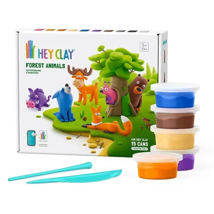 Hey Clay Zwierzęta leśne z akcesoriami – zestaw kolorowej masy do modelowania