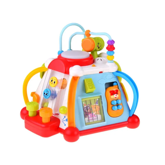 Górna część multikostki edukacyjnej Hola z labiryntami i bębenkiem