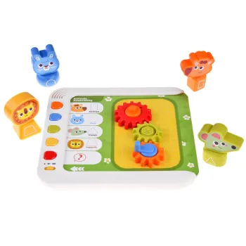 klocki oraz zębatki jako akcesoria do panelu edukacyjnego