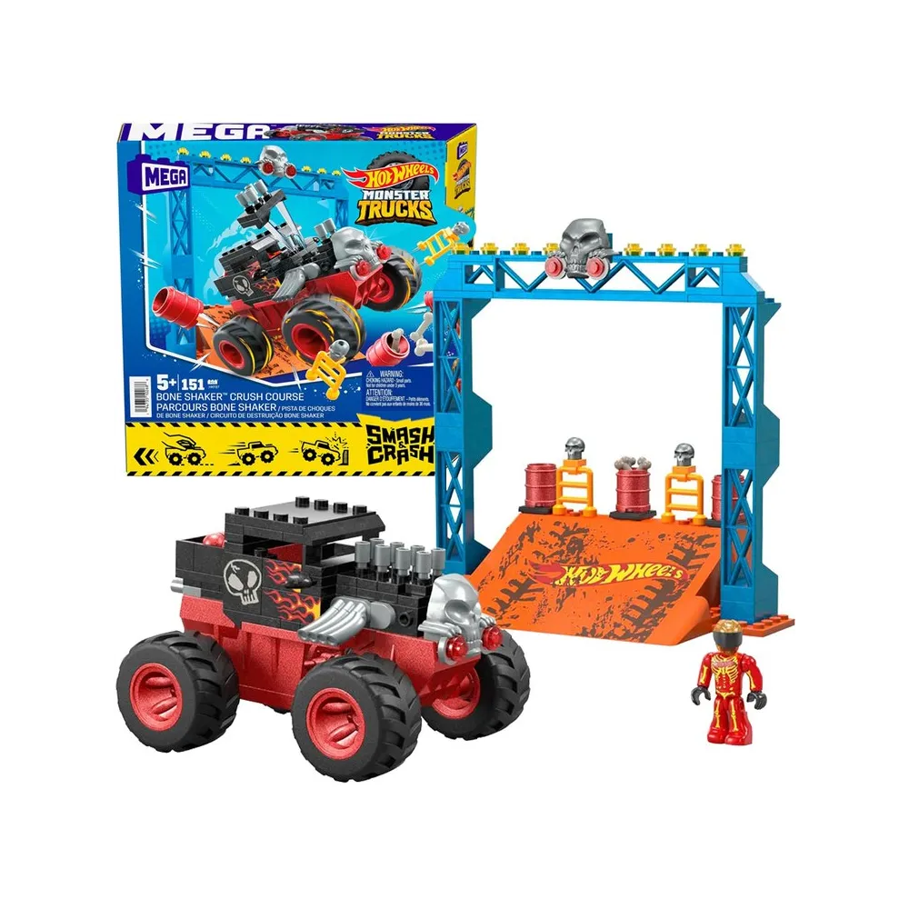 Hot Wheels Monster truck na rampie – widok całego zestawu klockowego