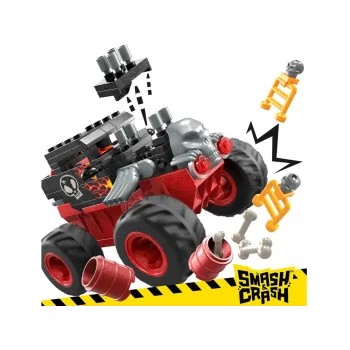 Monster truck Hot Wheels z efektowną czerwono-czarną karoserią z płomieniami