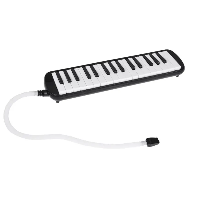 Czarno-białe klawisze melodyki widziane z góry