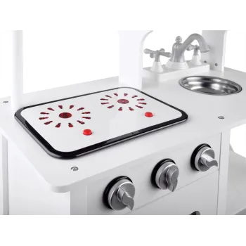 Interaktywna BIAŁA kuchnia drewniana dla dzieci Indukcja + akcesoria ZA4127