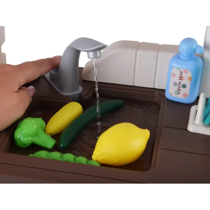 zabawkowa kuchnia dla dzieci z półkami i pojemnikami na sosy