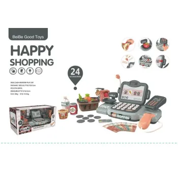 Interaktywna Kasa fiskalna dla dzieci 3+ Zabawa w sklep + Skaner + Kalkulator + Mikrofon + Waga + Koszyk + Akcesoria 24 el.
