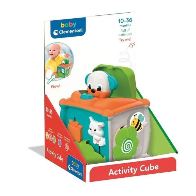 interaktywna kostka edukacyjna z kolorowymi elementami i przyciskami