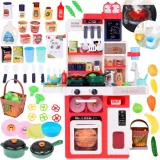 interaktywna kuchnia dla dzieci z akcesoriami, widok ogólny