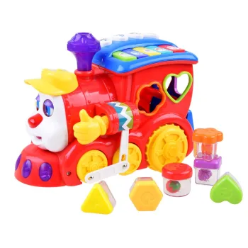 Interaktywna LOKOMOTYWA Sorter + kolorowe klocki Muzyka + światło ZA0104