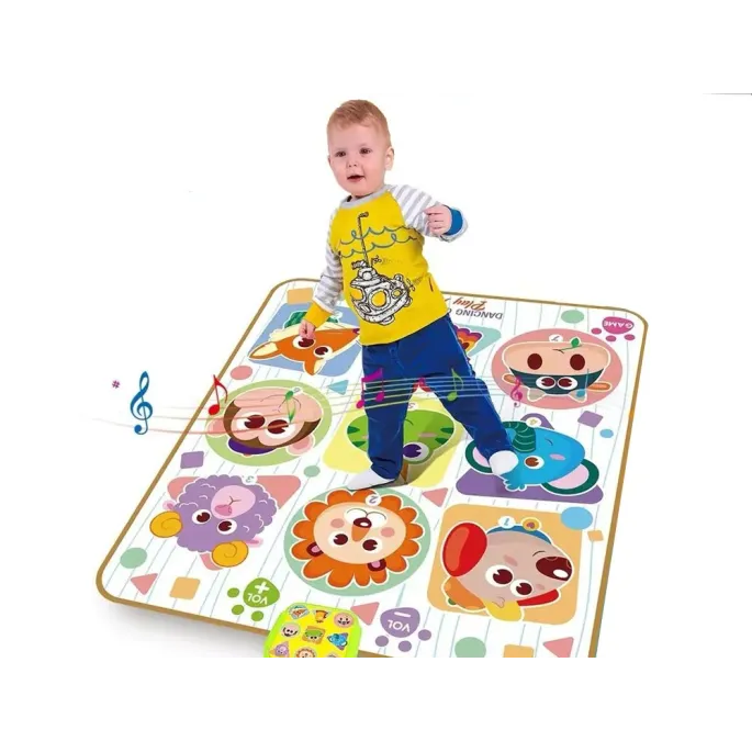 gra zespołowa dzieci na interaktywnej macie tanecznej