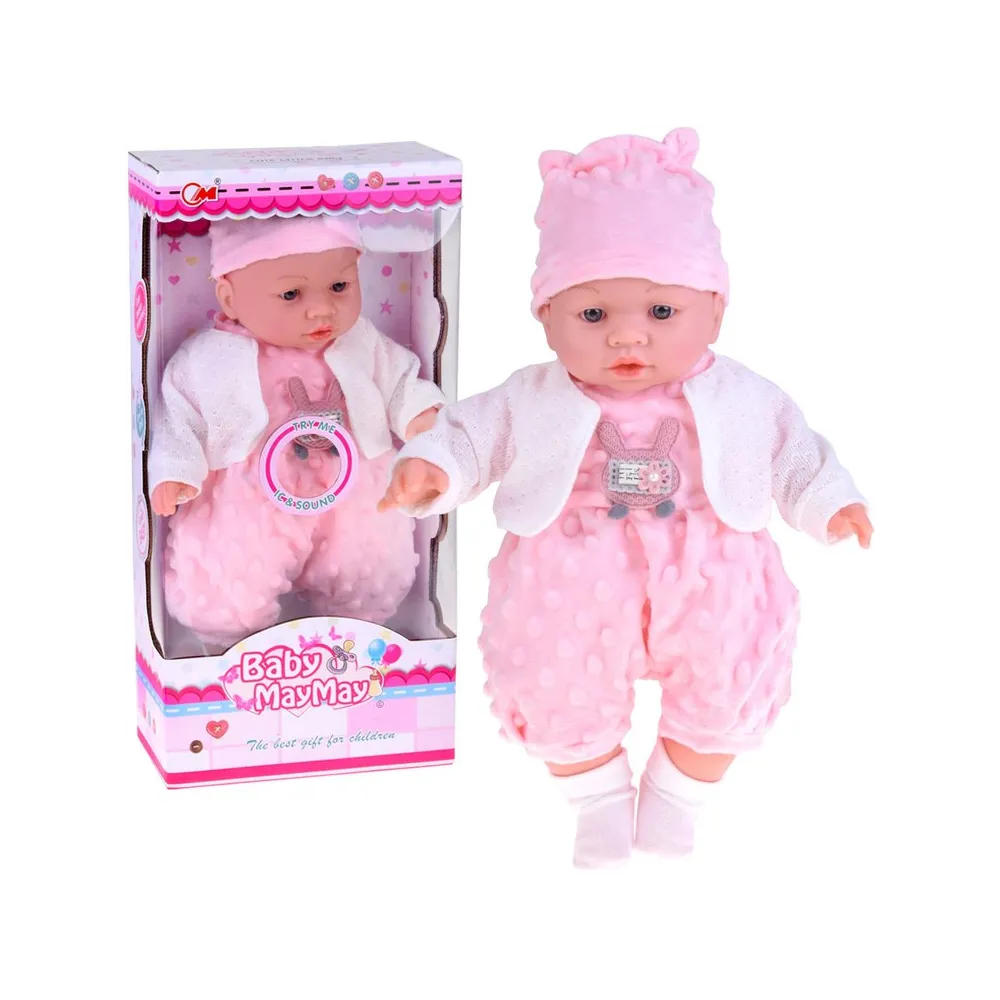 interaktywna lalka bobas 40 cm w różowym rampersie z czapeczką