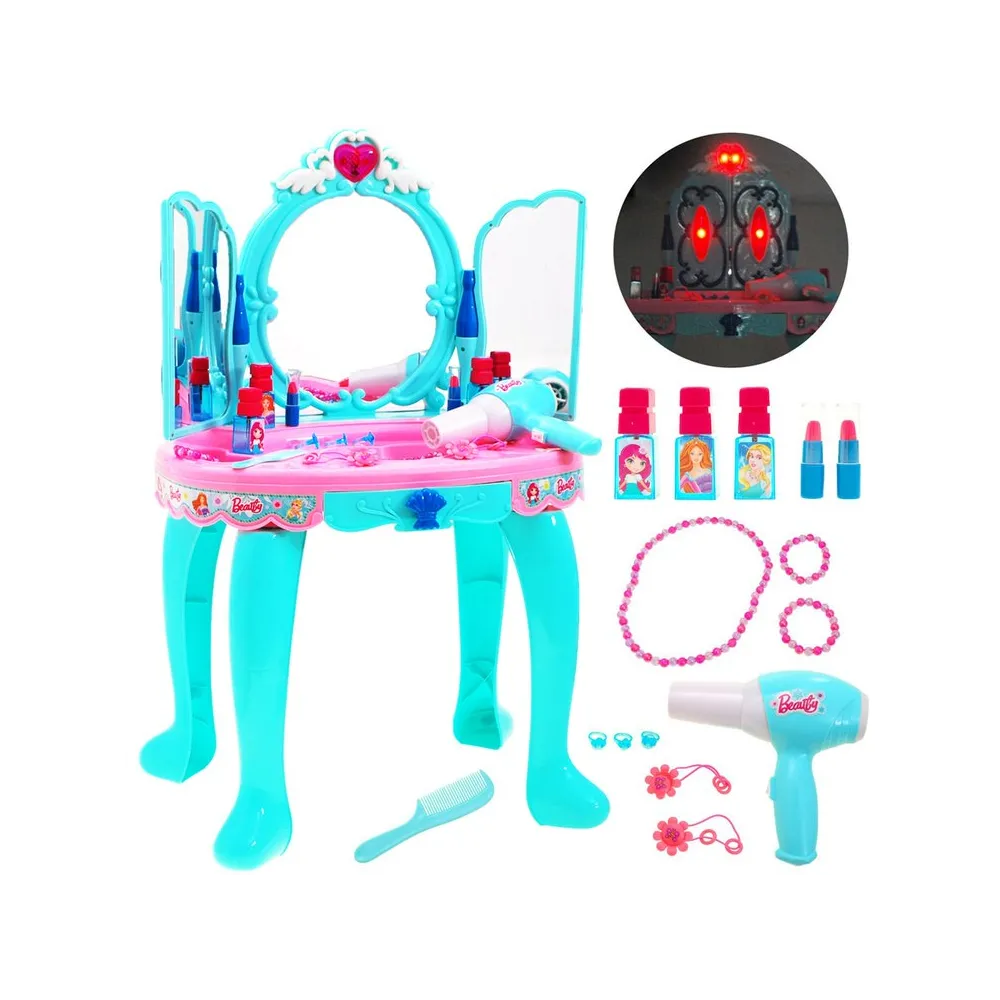 interaktywna toaletka dziecięca w pastelowych kolorach z akcesoriami