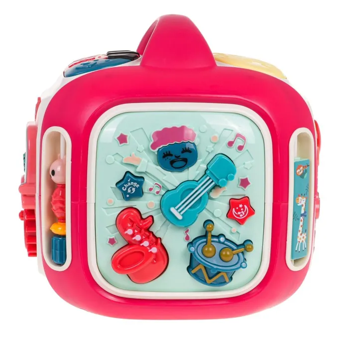 Zbliżenie na panel muzyczny z gitarą, saksofonem i bębenkiem