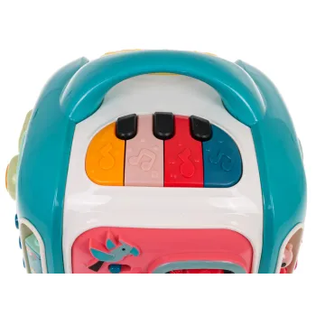 ścianka z telefonikiem i klawiszami z rysunkami zwierząt oraz pojazdów