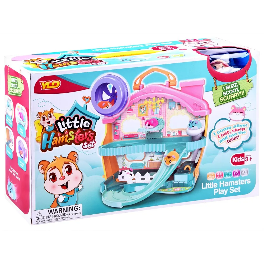 Widok domku z windą i toaletą dla chomika