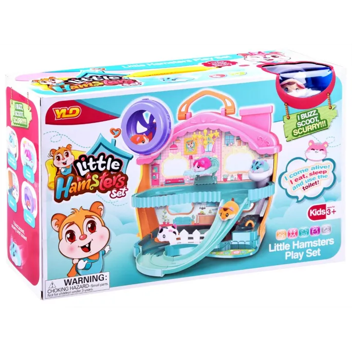 Widok domku z windą i toaletą dla chomika