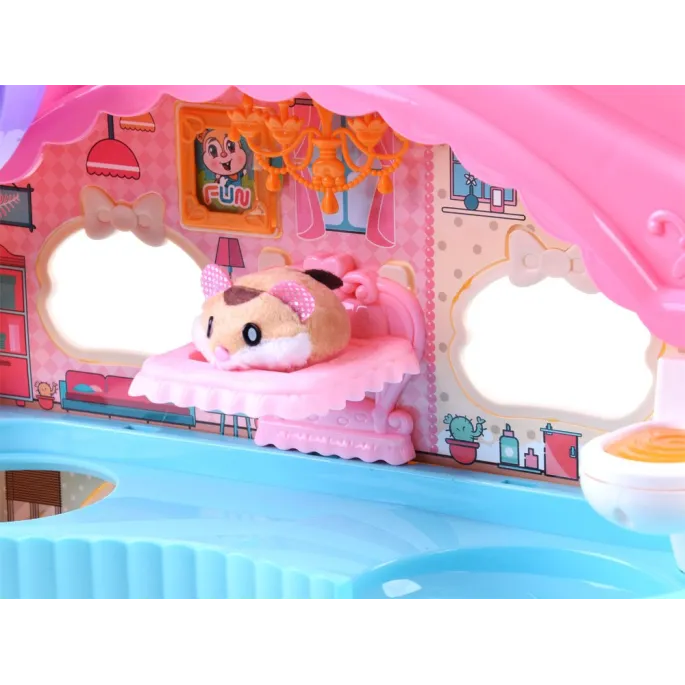 Wyposażenie domku wraz z umieszczonym chomikiem