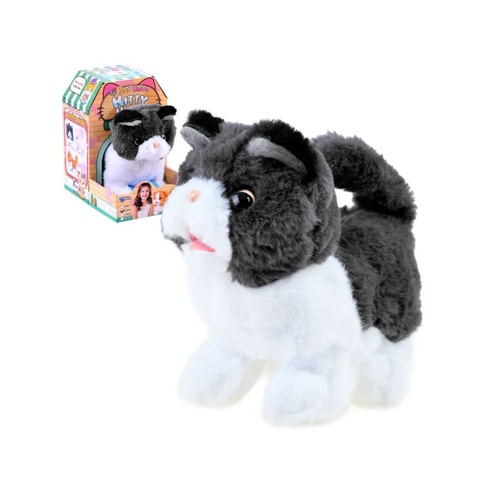 interaktywny pluszowy kotek psotek na białym tle