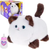 interaktywny kotek Puszek z białym futerkiem na stojąco