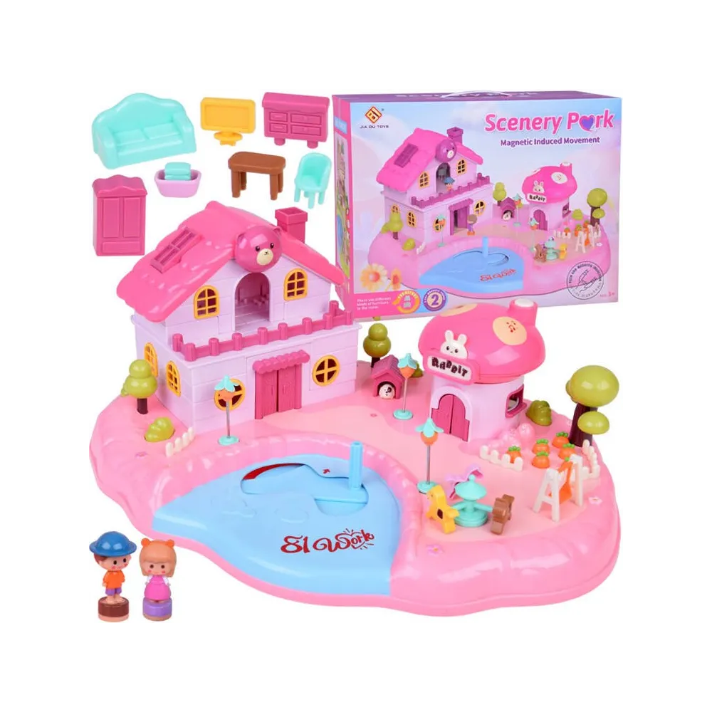 kolorowy magnetyczny domek dla dzieci z elementami ruchomymi