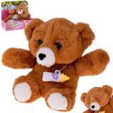 interaktywny miś z zamkniętymi oczami w brązowym kolorze