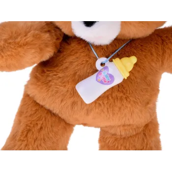 widok zestawu: miś interaktywny oraz butelka