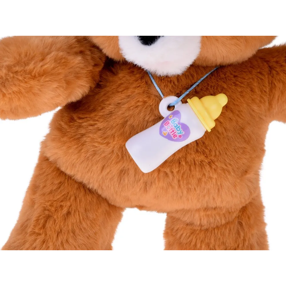 widok zestawu: miś interaktywny oraz butelka