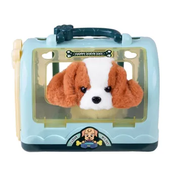 drzwiczki transportera uchylone, widoczne wnętrze z pieskiem