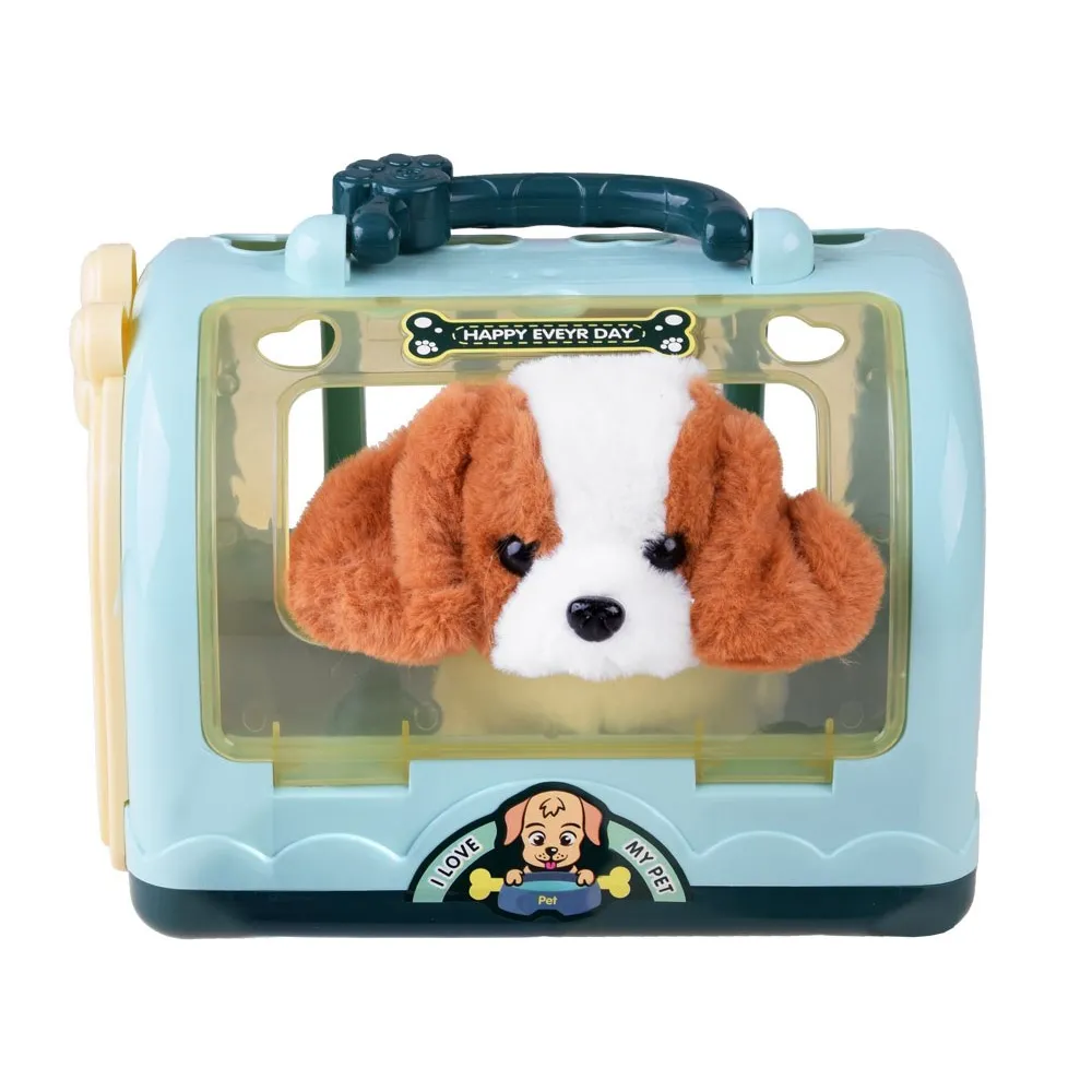 drzwiczki transportera uchylone, widoczne wnętrze z pieskiem