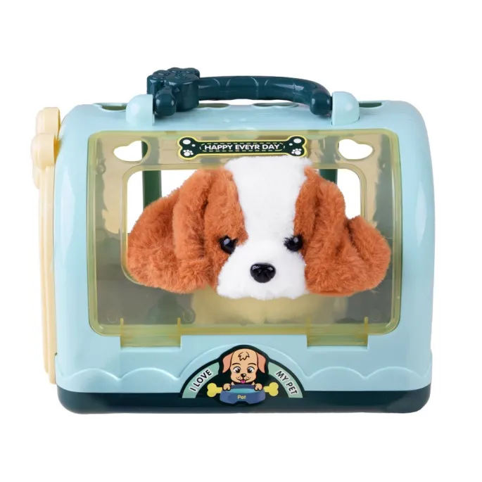 drzwiczki transportera uchylone, widoczne wnętrze z pieskiem