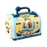 widok całego kompletu: piesek beagle, transporter i wszystkie akcesoria