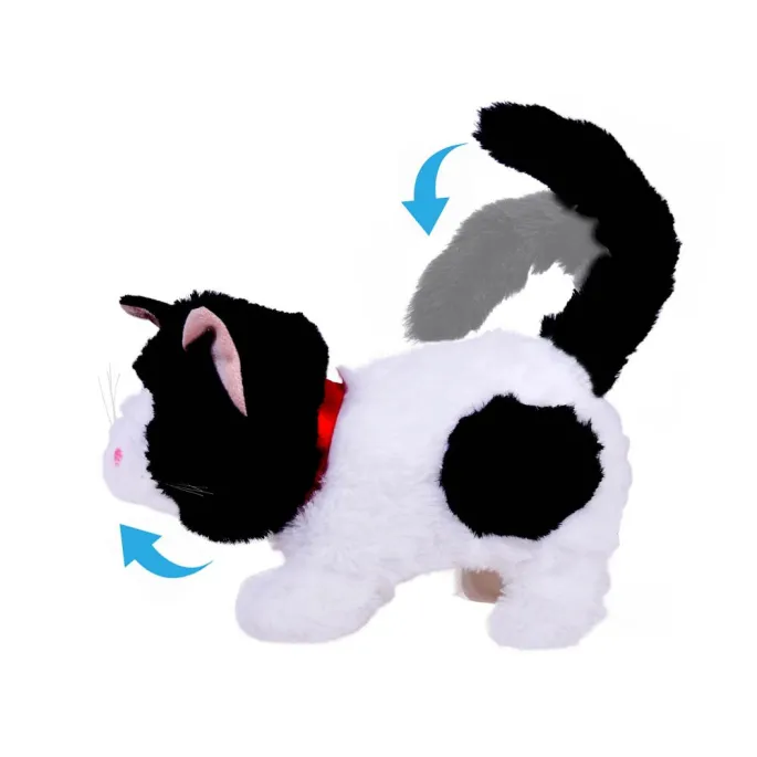 chodzący kotek pluszowy z uniesionym ogonem w trakcie zabawy