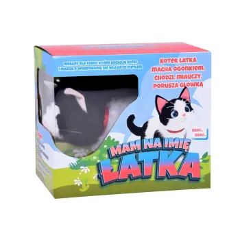 pluszowy kot łata w otoczeniu zabawek dziecięcych