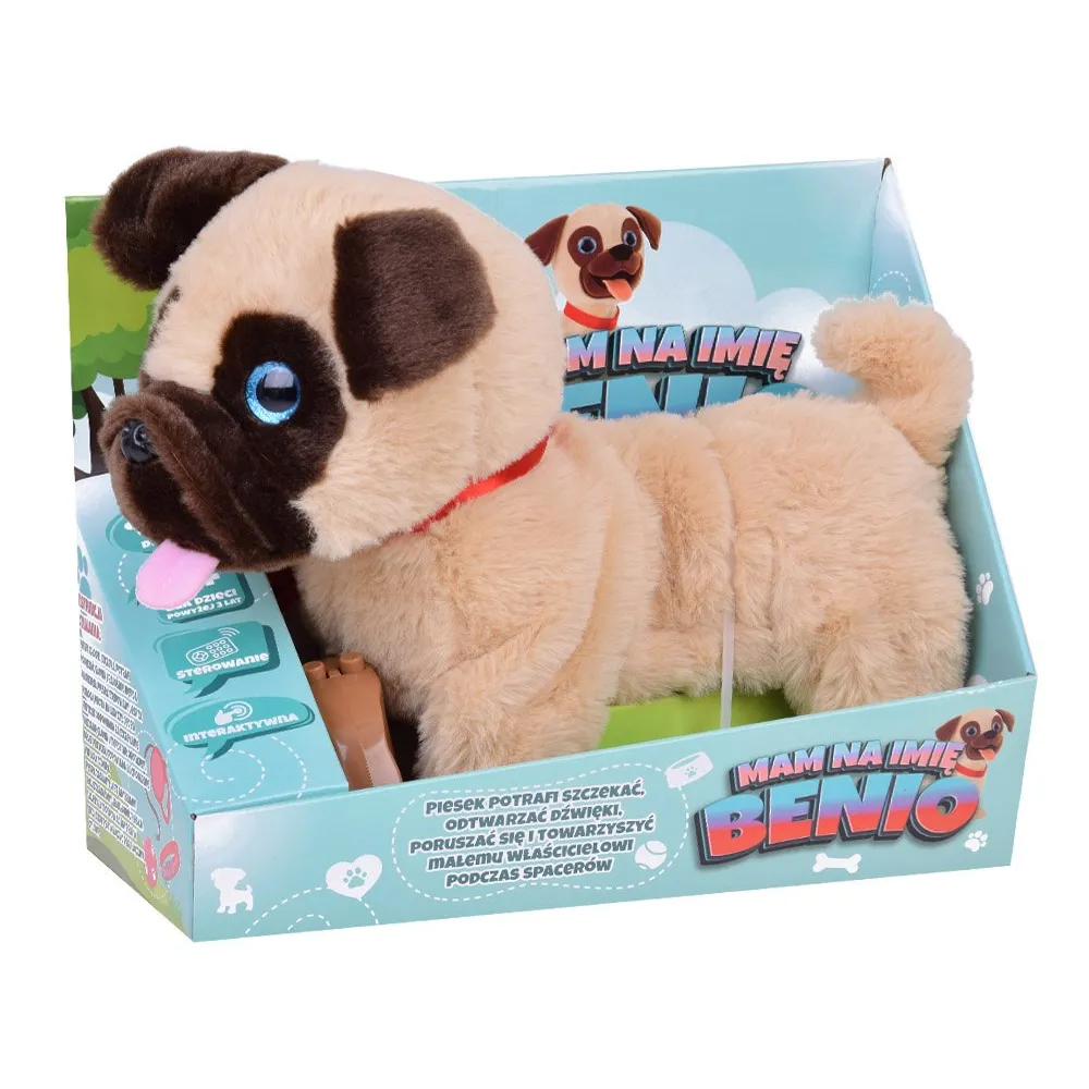 widok całościowy interaktywnego pieska benio podczas zabawy