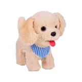 zbliżenie na głowę pluszowego pieska tinka z miękkim futerkiem