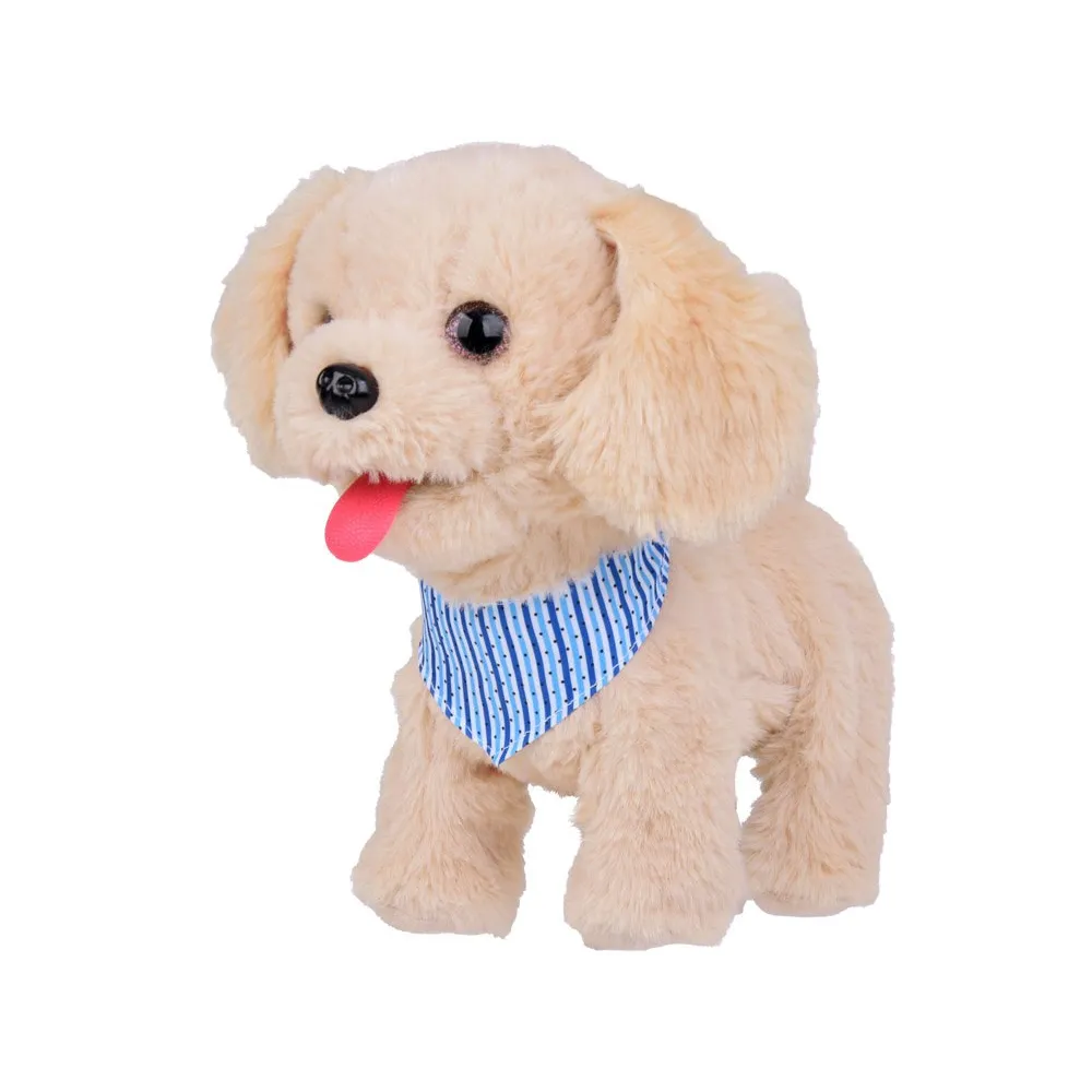 pluszowy piesek tinka stojący na tle dziecięcego pokoju