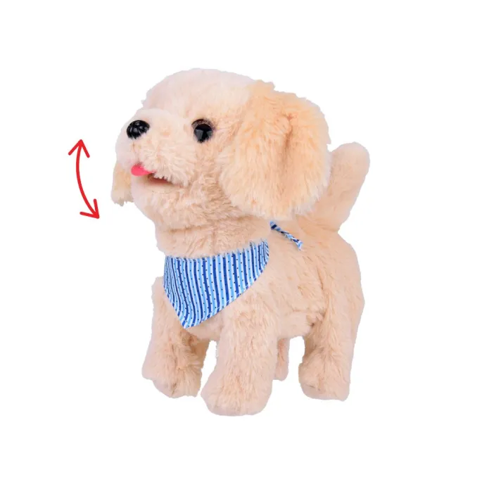 zbliżenie na przycisk aktywujący zabawę na głowie pieska tinka