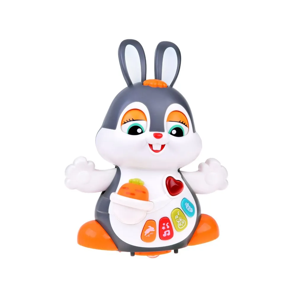 zabawka królik z pomarańczowym przyciskiem na głowie