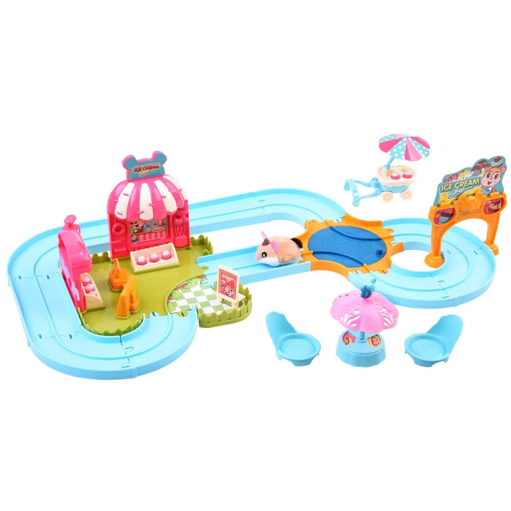 kolorowy zestaw lodziarnia z poruszającym się chomikiem