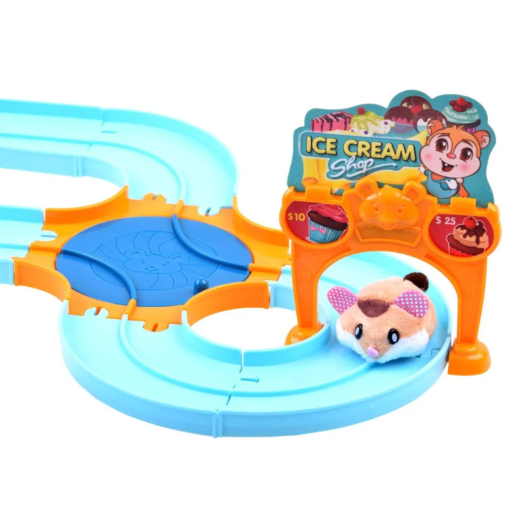 zestaw z wózkiem, stolikiem i fotelami do zabawy z chomikiem