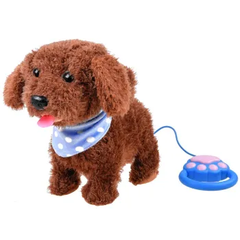 Zbliżenie na miękką, futrzaną powierzchnię zabawki pieska