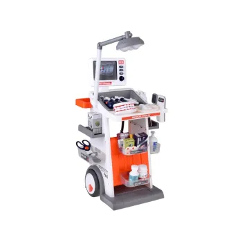 kolorowy mobilny wózek lekarski z akcesoriami do zabawy tematycznej