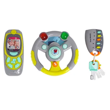 Interaktywny zestaw Kierowcy dla dzieci 3+ Kierownica + Pilot z kluczami + Telefon + Dźwięki Światła