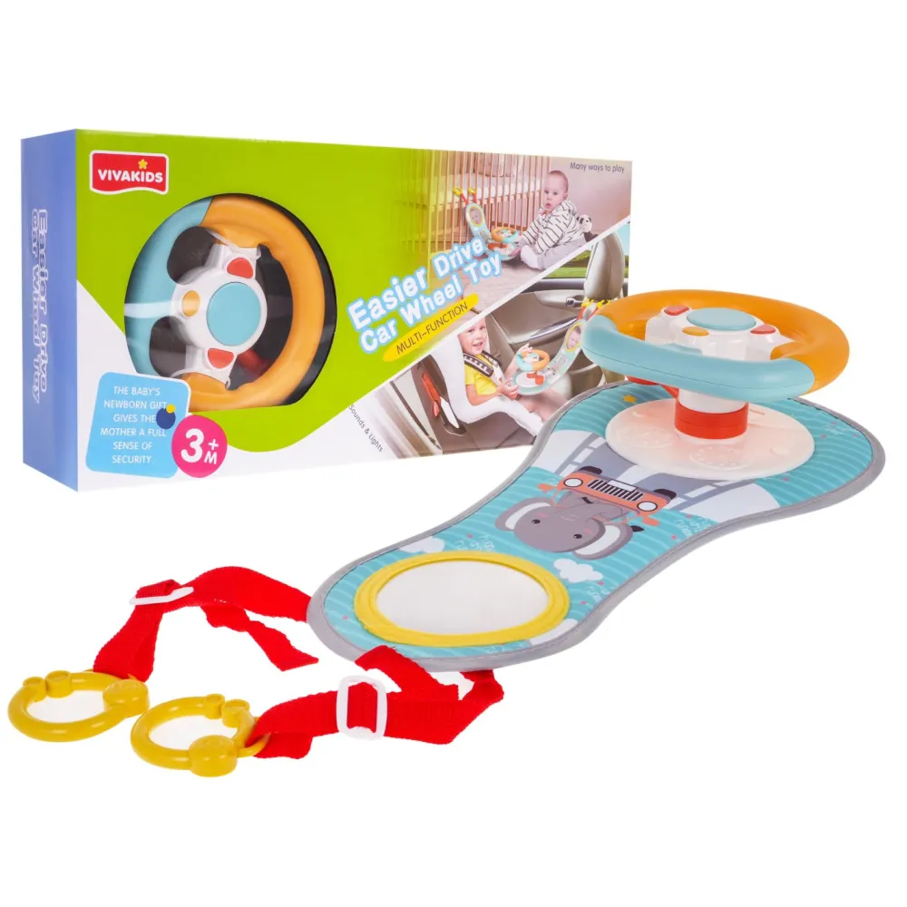 widok na panel kierownicy zestawu małego kierowcy z bliska