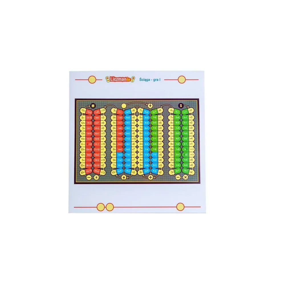 Liczmany z cyframi i znakami z zestawu gry LICZMANIA