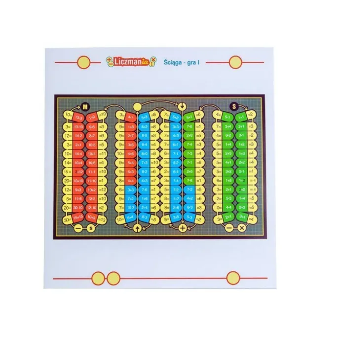 Liczmany z cyframi i znakami z zestawu gry LICZMANIA
