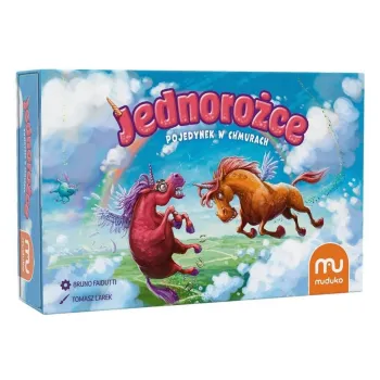 Zbliżenie na kolorowe pionki jednorożców i planszę z żetonami tęczy