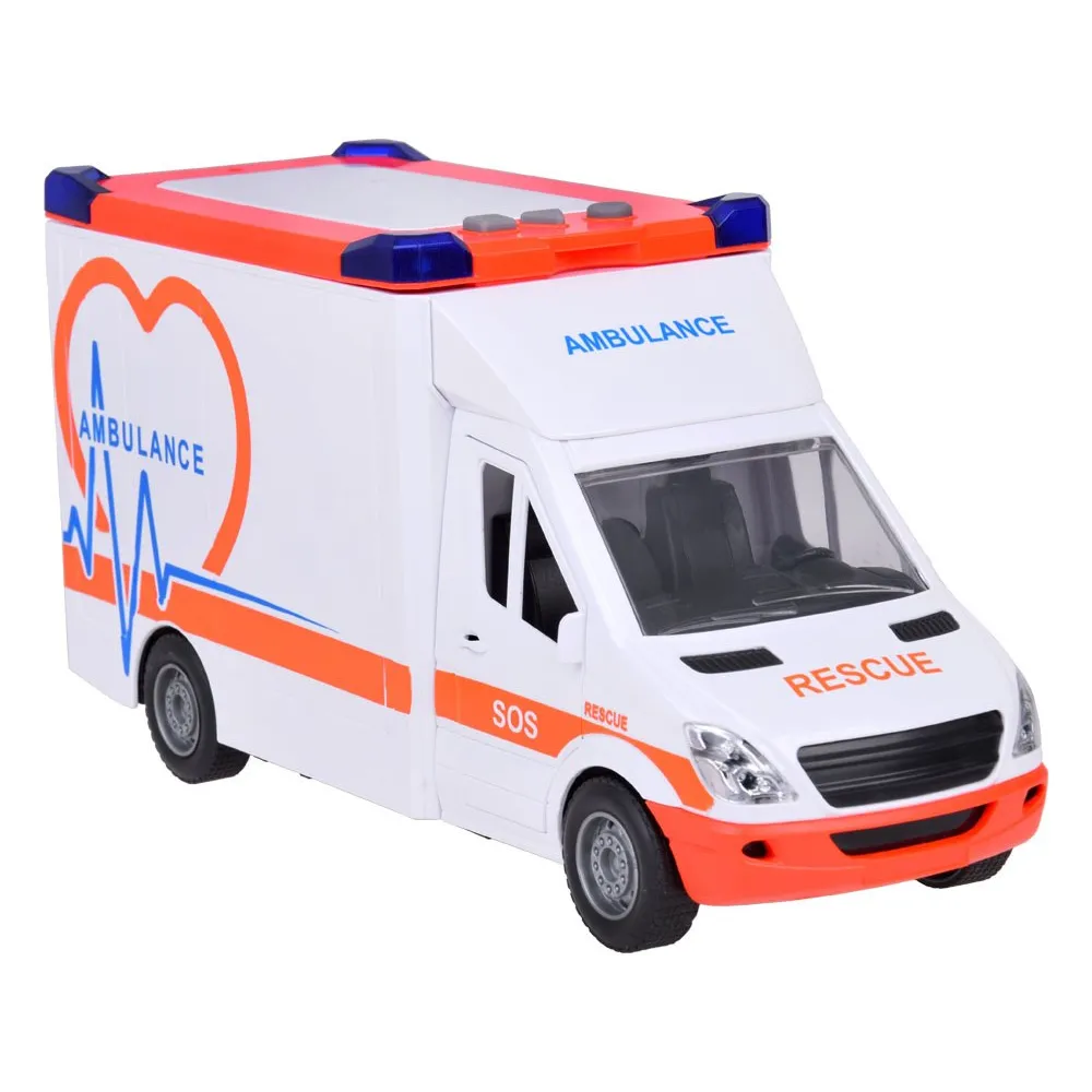 szczegółowe wnętrze karetki z widoczną deską rozdzielczą i siedzeniami